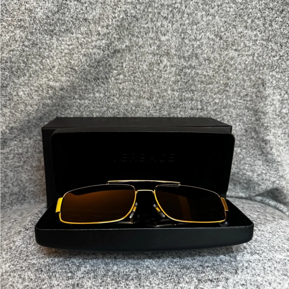 Men’s Versace Sunglasses with Gold Frame and Black Lenses